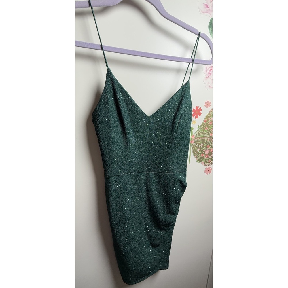 B. Darlin Green Glitter Bodycon Dress Spaghetti Strap Women's 6